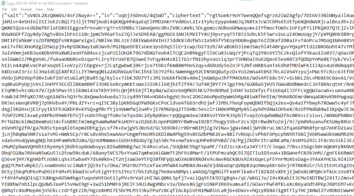 Encrypted text file